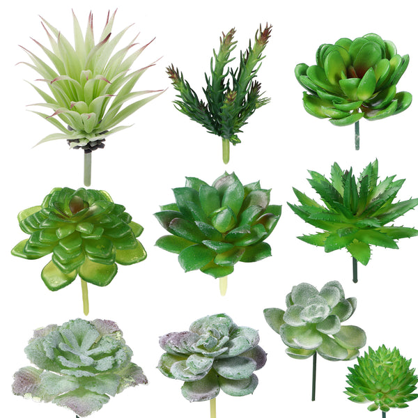 10Pcs PVC Artificial Succulent Flocking Plants Foliage  Landscape Garden Decorations