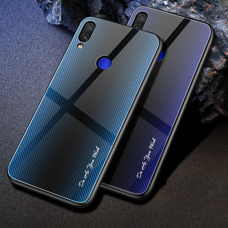 Bakeey Gradient Striped Shockproof Tempered Glass&Soft TPU Protective Case For Xiaomi Redmi Note 7 / Redmi Note 7 Pro