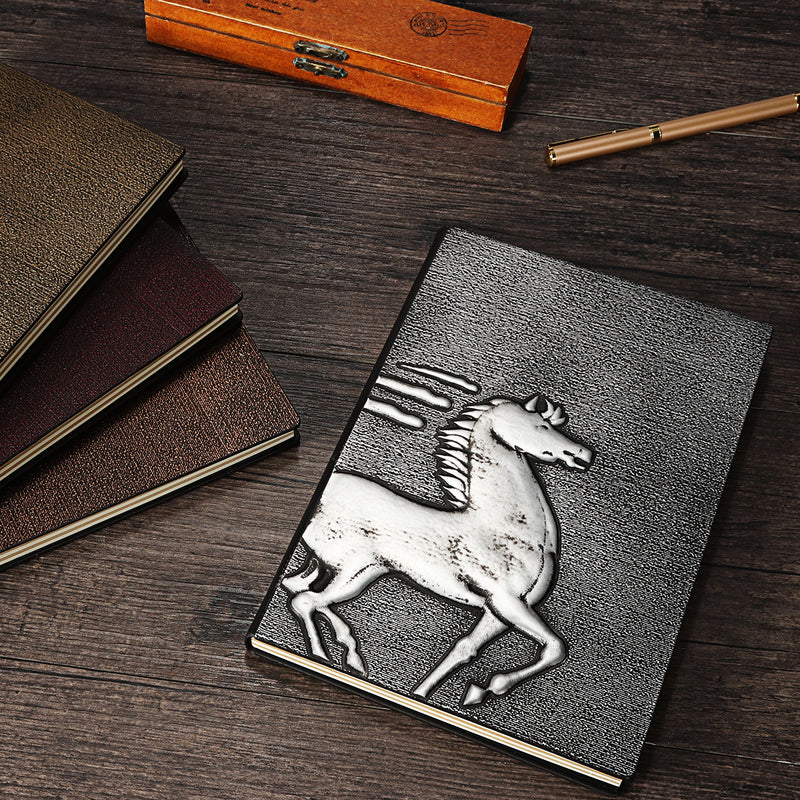 1 Piece European Retro 3D Embossed PU Notebook A5 Bronze Color Notepad Vintage Journal Diary Stationery Supplies