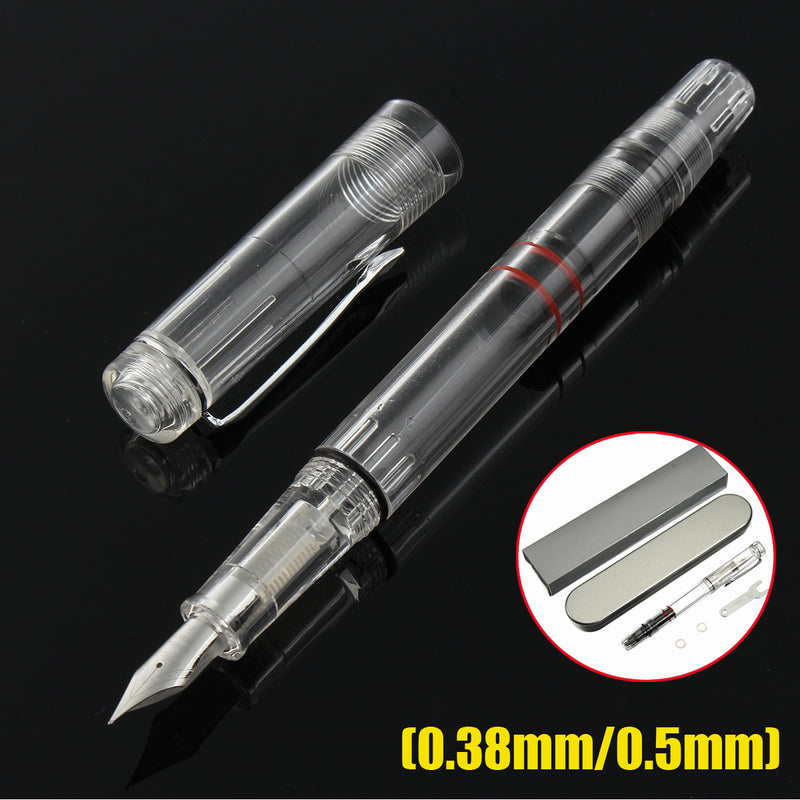 Caliarts Ego Demonstrator Transparent Piston Fountain Pen Big Ink Volume 0.38mm/0.5mm Nib Fountain Pen