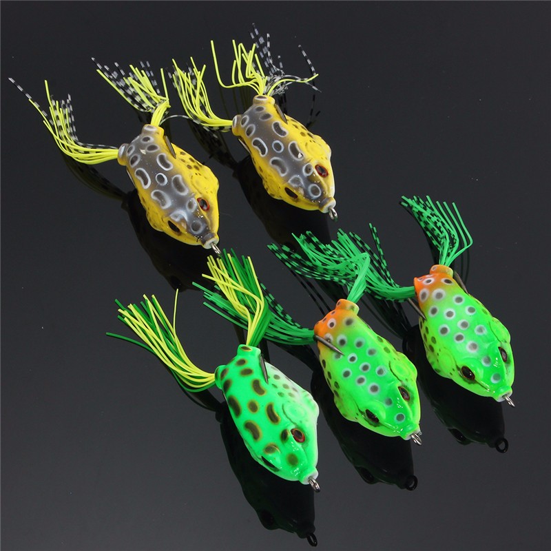 ZANLURE 5Pcs 6CM Large Frog Topwater Fishing Lure Crankbaits Hooks Bass Bait Tackle