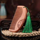 Wooden Comb Double-Sided Carving Peach Wood Comb Tassel Nanmu Mahogany Massage Hair Scalp Hair Care