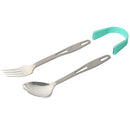 TOAKS SLV-15 3 In 1 Outdoor Titanium Fork Soup Spoon Clip Set Camping Picnic Tableware 34g