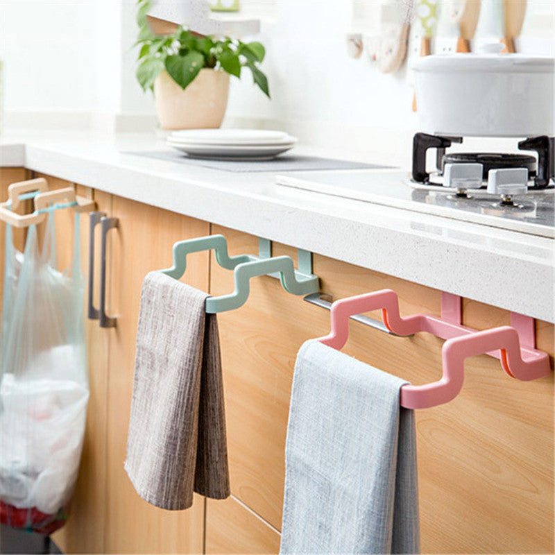 Towel Shelf Holders Cupboard Bag Clips Door Back Trash Rack Storage Garbage Bag Holder Hanging Kitchen Cabinets Storage Bag