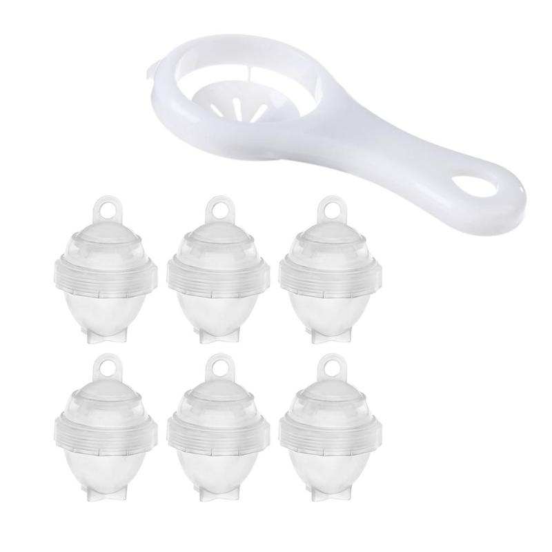 7Pcs / Set Hard Boil Egg Cooker 6 Boilor Without Shells With Bonus Egg White Separator Eggs Boiler
