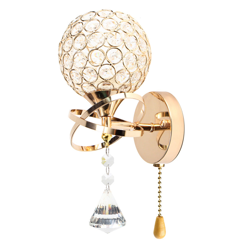 Single Head Silver/Golden Crystal Wall Light Lamp Fixture Sconce Bedroom Hallway Fitting