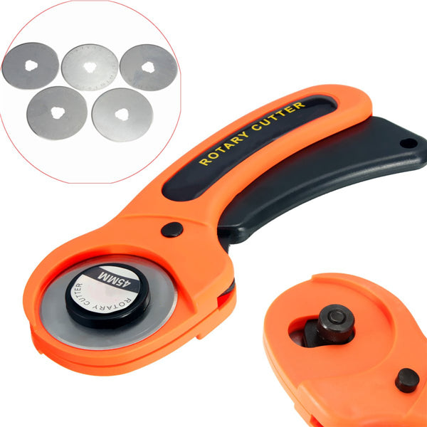 45mm Rotary Cutter Sewing Quilting Fabric Cutting Craft Tool With 5pcs Blades