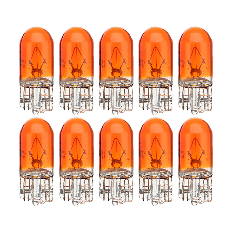 10pcs T10 Halogen 12V 5W Wedge Amber Car Dashboard Indicator Lights Bulbs Lamps for VW