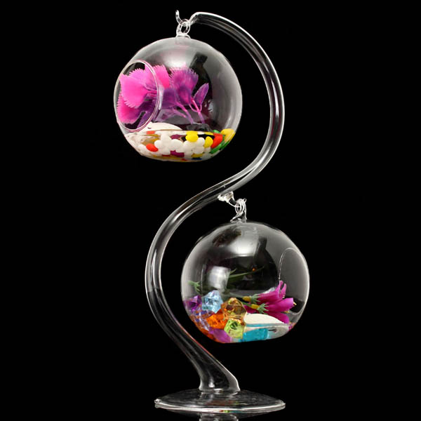 DIY Micro Landscape Hanging Ball Shape Glass Plant Vase Home Garden Party Decoration