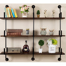 2Pcs Industrial Retro Bookshelf DIY Wall Mounted Storage Shelves Bracket 3 layers Iron Pipe Shelf for Home Decor Kitchen Kids Rooms