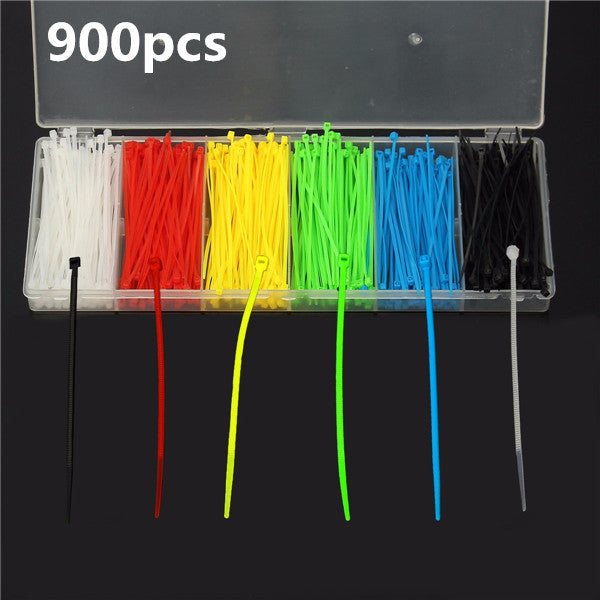 Suleve ZT01 900pcs 100x2mm Self Locking Nylon Cable Wire Zip Ties 6 Colors