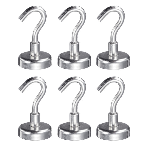 6pcs 25mm Rare Earth Neodymium Magnet 22kg Magnetic Hanging Hooks Holder
