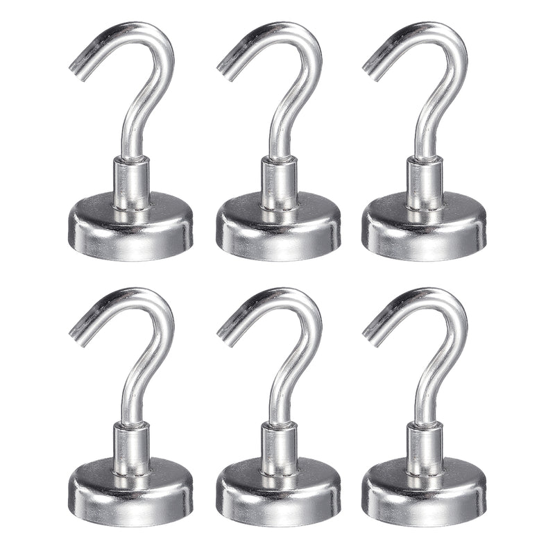 6pcs 25mm Rare Earth Neodymium Magnet 22kg Magnetic Hanging Hooks Holder