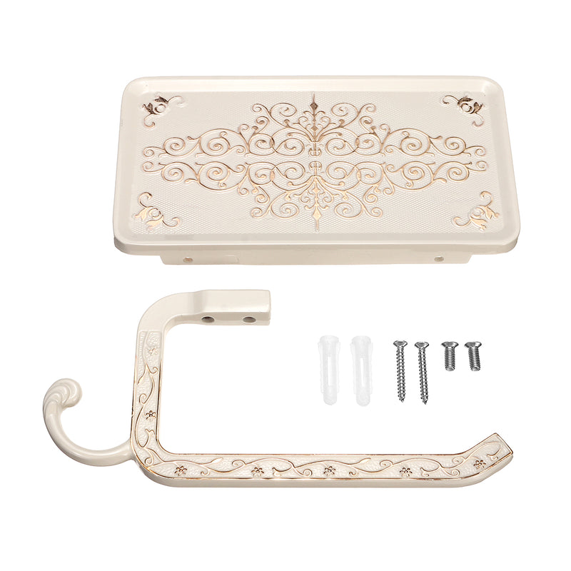 Bathroom Wall Mount Toilet Roll Paper Towel Holder Mobile Phone Storage Shelf