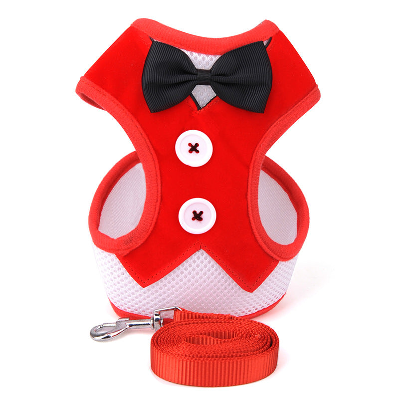 Dog collar Strap Small Dog Teddy Dogs Leads Evening Dress Bow Tie Cute Pet Soft Comfortable Leash
