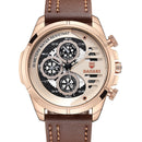 BAGARI 1802P Fashion Men Watch 3ATM Waterproof Week Display Leather Strap Quartz Watch