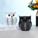Nordic Style Minimalist Craft White Black Owls Animal Figurines Resin Miniatures Home Room Decorations
