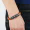 Vintage Men's Stainless Steel Taro Leather Faux Leather Bracelet