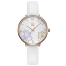 SHENGKE SK K9014 Flowers Pattern Elegant Dial Fashion Women Leather Strap Quartz Watch