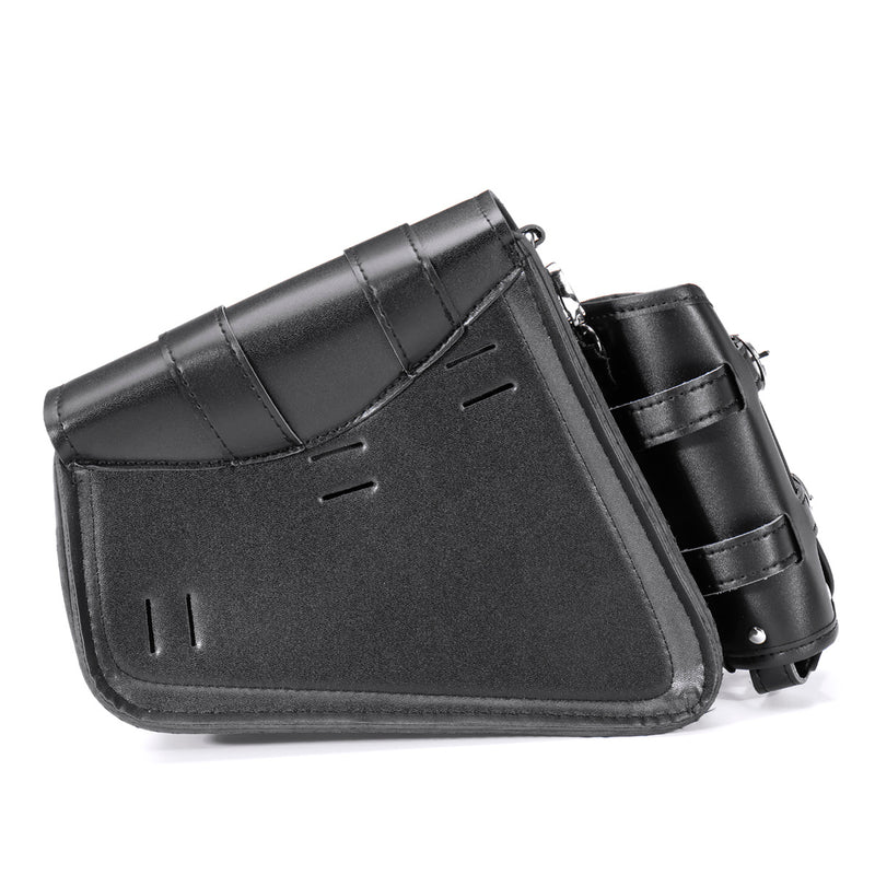 Left/Right Side Universal Motorcycle Saddlebags PU Leather Waterproof Black