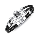 Trendy Handmade Skull Cuff Bracelet Ethnic Two Layer Leather Bracelets Vintage Jewerly For Men