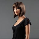 NAWOMI Short Capless 100% Kanekalon Synthetic Hair Wig Bobo Straight Dark Brown Natural Smooth