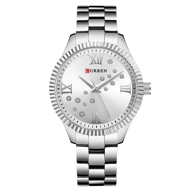 CURREN 9009 Crystal Fashion Style Women Wrist Watch Roman Number Quartz Watches