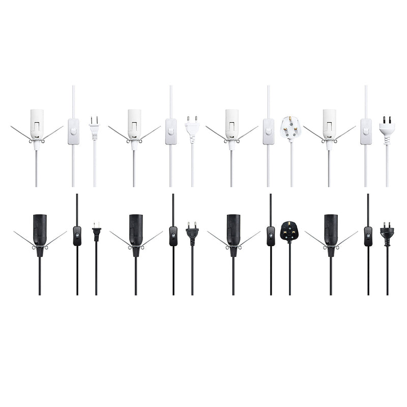 Himalayan Salt Lamp Black White E14 Light Bulb Electric Power Cord On/Off Holder Socket