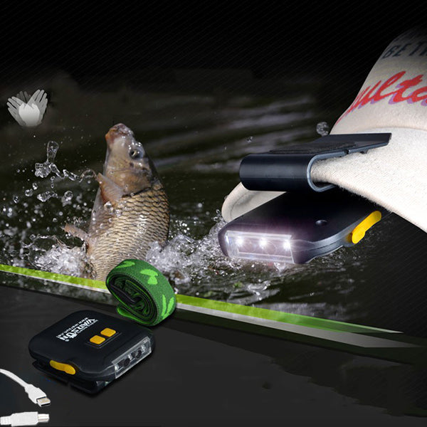 Warsun LED Clip Lamp ABS Rechargeable Sensor Headlight Night Fishing Lamp Emergency Headlamp