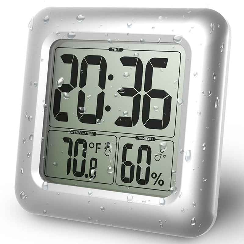 Waterproof Wall Clock Shower Bathroom Digital Clock Table Hygrometer Thermometer