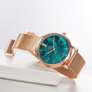 SHENGKE SK K0103 Aurora Starry Dial Crystal Women Elegant Mesh Steel Strap Quartz Watch