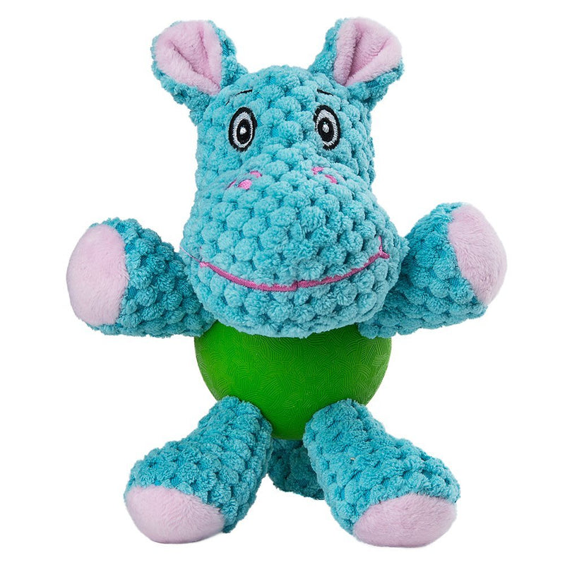 Plush Squeaky Pet Toys with Durable Chew Rubber Ball Body for Dogs Puppy Teething  Interactive Toy