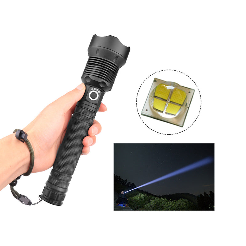 XANES 1287 Zoomable USB Rechargeable LED Flashlight XHP50 Highlight Telescopic Torch 26650 18650