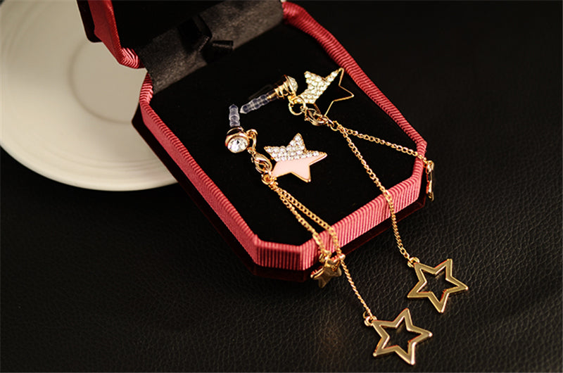 Universal 3.5mm Stars Decoration Dirtproof Plug for Samsung Xiaomi HUAWEI