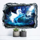 Miico Creative 3D Unicorn Broken Wall Removable Home Room Decorative Wall Decor Sticker
