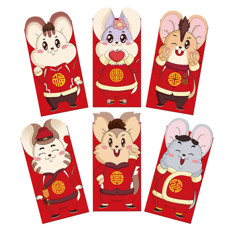 Cartoon Character Creative Mouse Year Red Rnvelope Waterproof Stereoscopic Paper Envelopes