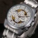 Gucamel GT07 Skeleton Stainless Steel Band Mechanical Men Watch