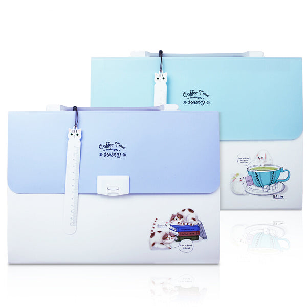 XIAOMI Ecosystem Deli 72470 Organ Bag 13 Grids A4 Expanding File Folder Student Paper Booklet Container Business Multi-function Conference Desktop Document Organizer Random Color