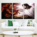 Miico Hand Painted Three Combination Decorative Paintings Satan and Jesus Wall Art For Home Decoration