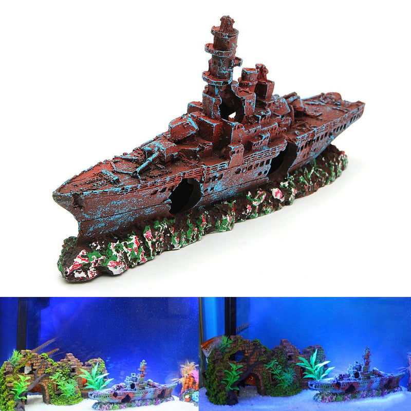 Aquarium Destroyer Navy War Boat Ship Wreck Fish Tank Cave Decorations Ornament