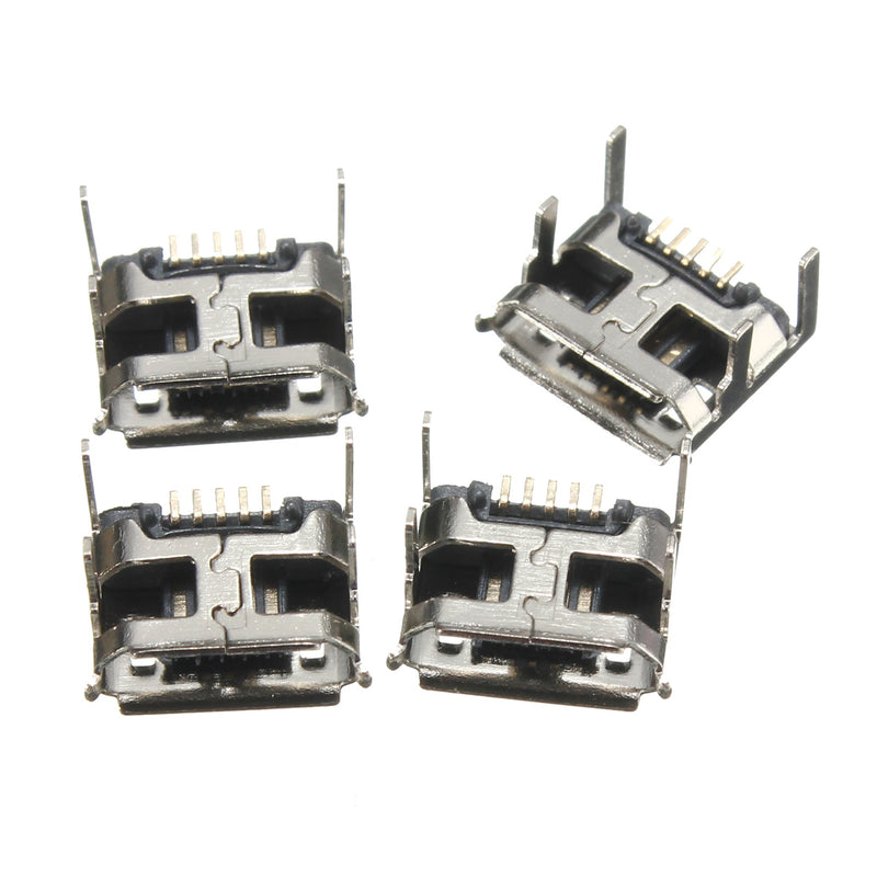 10pcs Micro USB Type B 5 Pin Female Socket 4 Vertical Legs For Solder Connector