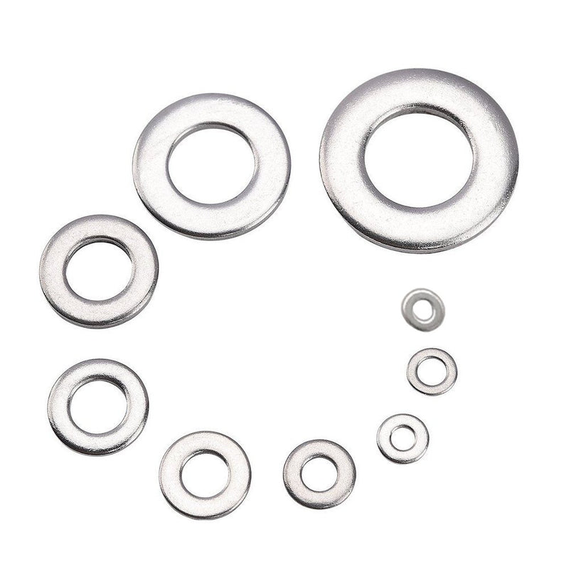 Suleve MXSW4 580Pcs Flat Washer Round Assortment Set 304 Stainless Steel M2 to M12