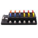 iMars 12 Way Fuse Box 12V 32V Circuit Standard Blade Block Holder Kit Car Caravan