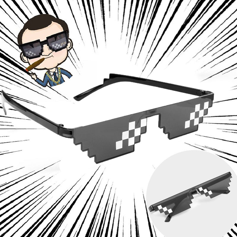 Thug Life Attitude Stylish Sunglasses Novelty MLG Pixelated Glass 6/8 Bit Pixel Unisex