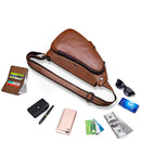 BULLCAPTAIN Men Leather Bag Crossbody Bag Outdoor Traveling Shoulder Bag Business Bag Chest Bag