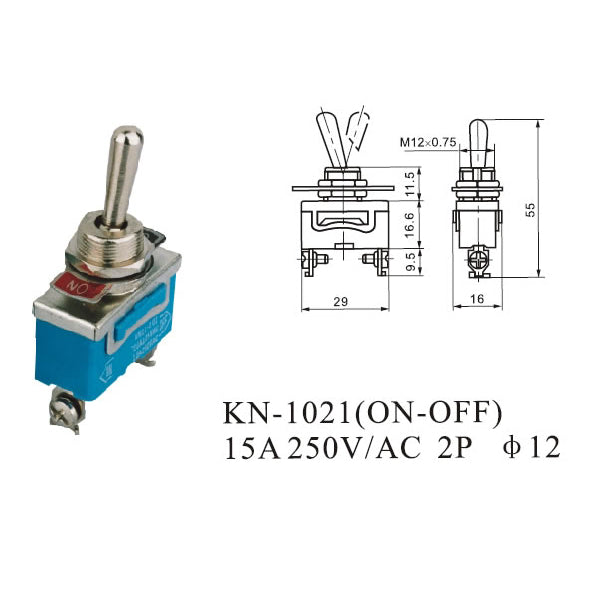 Wendao KN-1021 ON/OFF AC 250V 15A 2 Pins Toggle Rocker Switch 5pcs