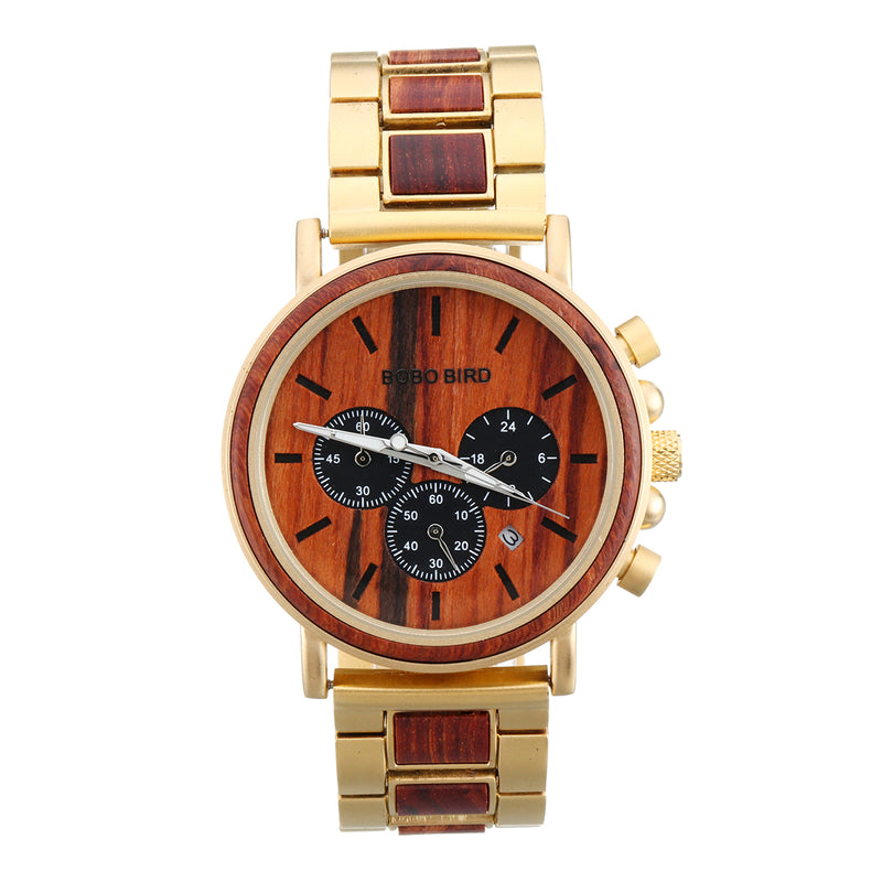 BOBO BIRD Luxury Wooden Wristwatches Date Display Fashion Men Quartz Watch
