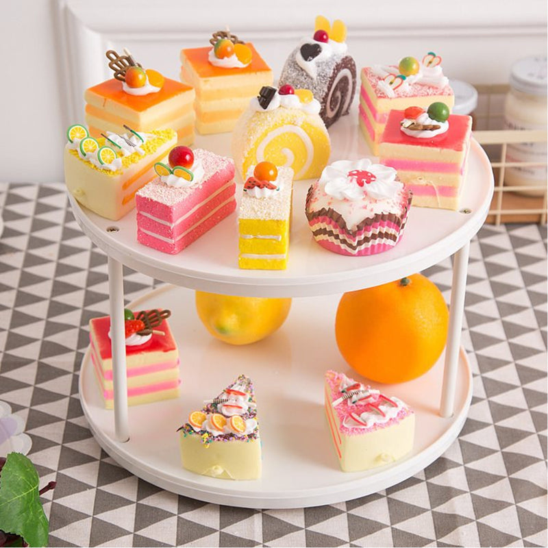 360 Rotating 2 Tier Spices Fruit Tray Turning Table Cake Rack Organizer Kitchen Storage Baskets