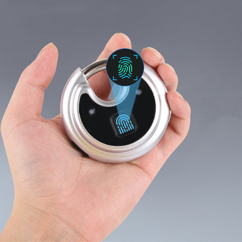 Smart Fingerprint Padlock Waterproof IP65 Discus Lock with Hardened Alloy Steel Anti-Cut Shackle One-Click Open No Need Key 0.5S Unlock USB Charging Anti-theft Lock