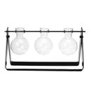 Desktop Glass Planter Bulb Vase with Classic Solid Iron Stand and Metal Swivel Holder for Hydroponics Plants Home Garden Wedding Decor